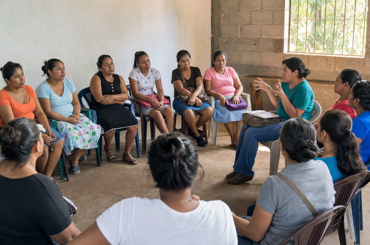 Vrouwelijke arbeiders in Honduras tijdens een vakbondsvergadering